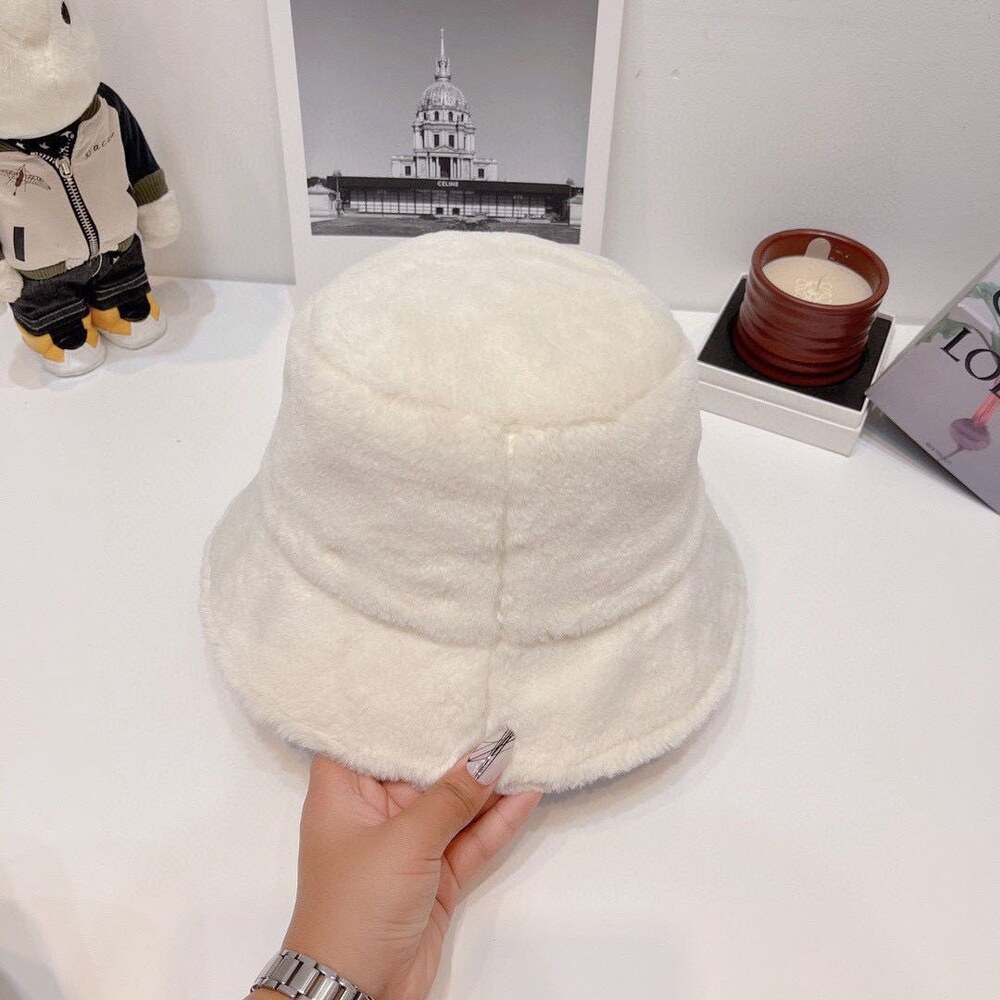 Balenciaga Faux Fur Bucket Hat in White - Picture 6 of 9